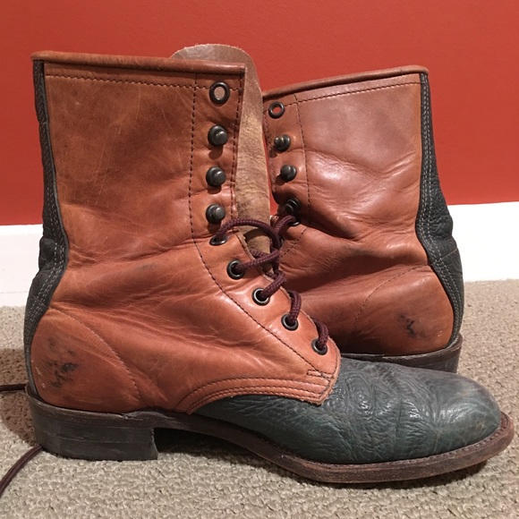 Vintage Biltrite tan and teal boots - Picture 5 of 5